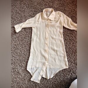 Cream Button-Up Swim cover up - New without tags